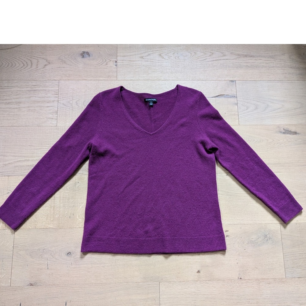 41 Hawthorn‎ Cashmere Sweater V-Neck Soft Knit Purple Pullover Top Size M